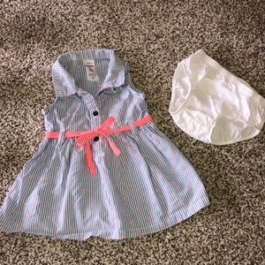 Carter’s baby girl 3M chambray striped polo dress